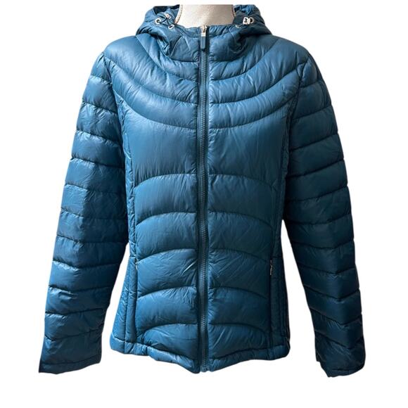 Andrew Marc Teal Packable Lightweight Premium Down Puffer Jacket Large - Picture 2 of 4